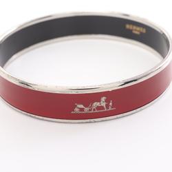 Hermes HERMES Emaille PM Bangle Stainless Steel Cloisonne Women's Bordeaux Silver