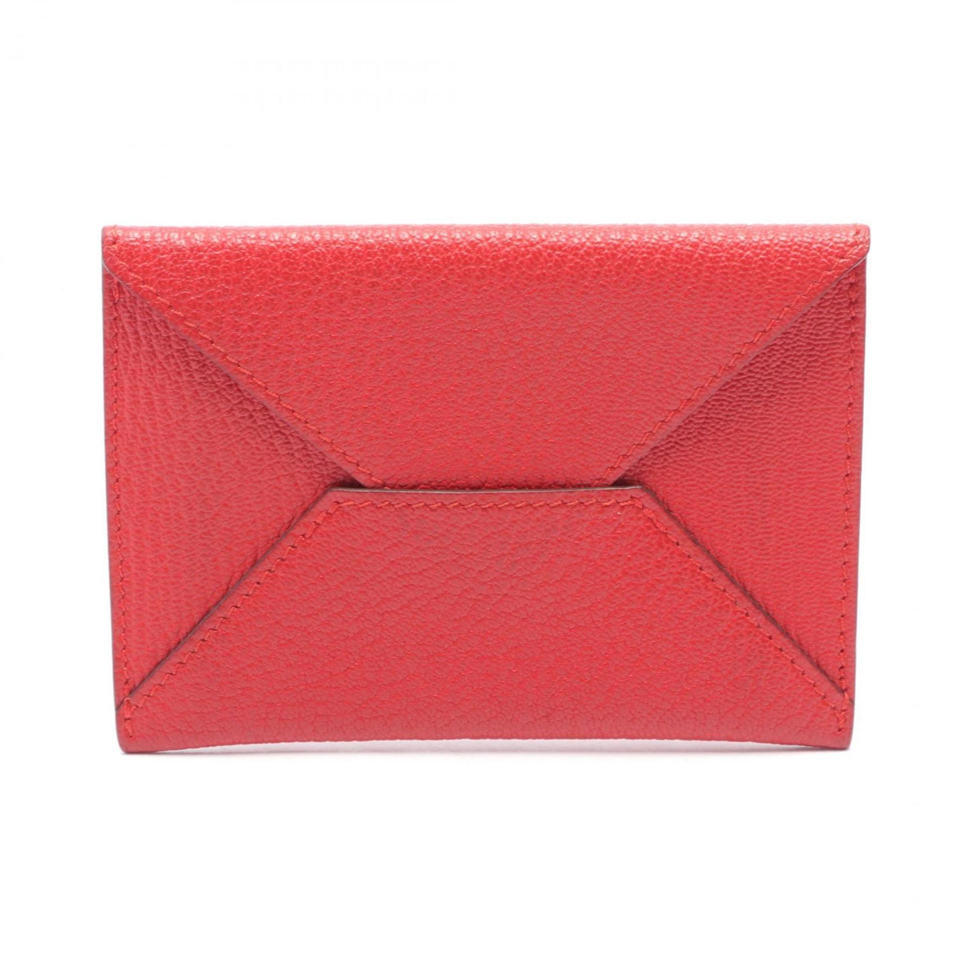 Hermes HERMES Envelope Business Card Holder/Card Case Chevre Ladies Red