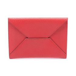 Hermes HERMES Envelope Business Card Holder/Card Case Chevre Ladies Red