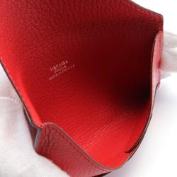 Hermes HERMES Envelope Business Card Holder/Card Case Chevre Ladies Red