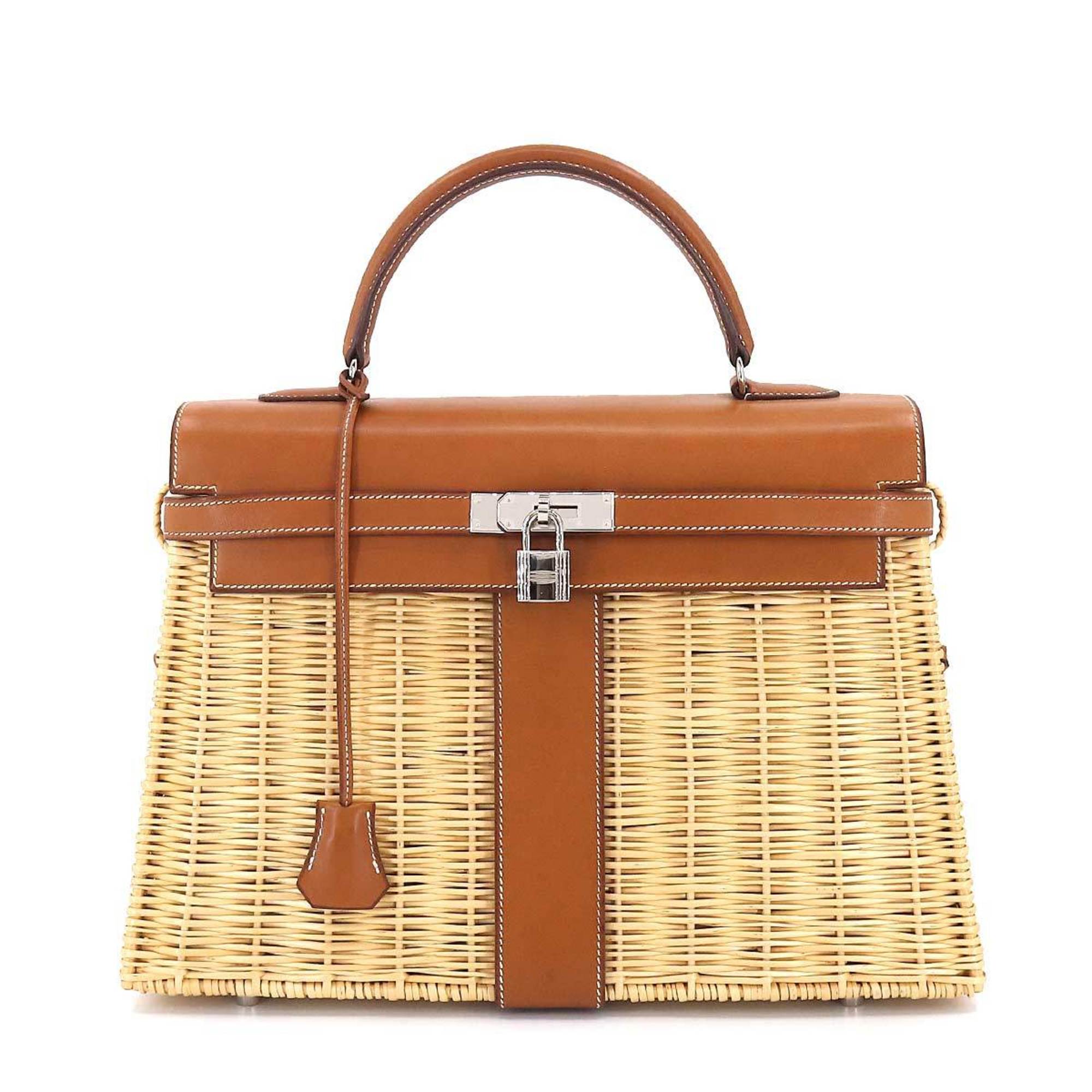 Hermes Kelly Picnic 35 Handbag Barenia Forbes Natural O Stamp