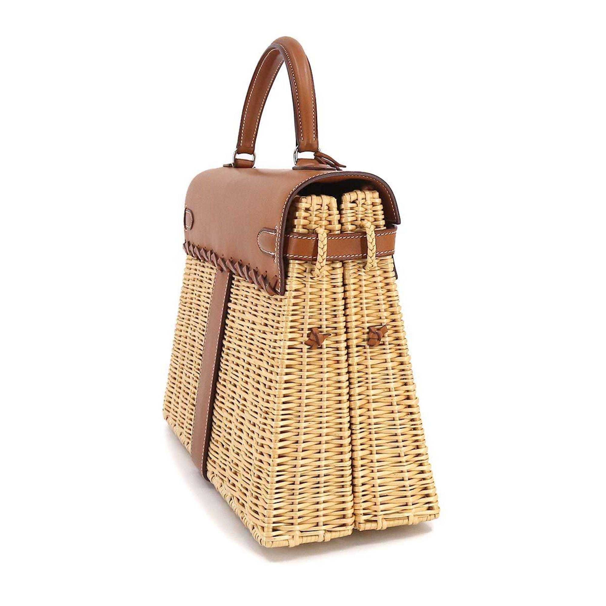 Hermes Kelly Picnic 35 Handbag Barenia Forbes Natural O Stamp