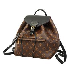 Louis Vuitton Backpack Monogram Macassar Montsouris PM NM M45515 Brown Noir Ladies