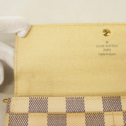 Louis Vuitton Long Wallet Damier Azur Portefeuille Sarah N61735 White Ladies