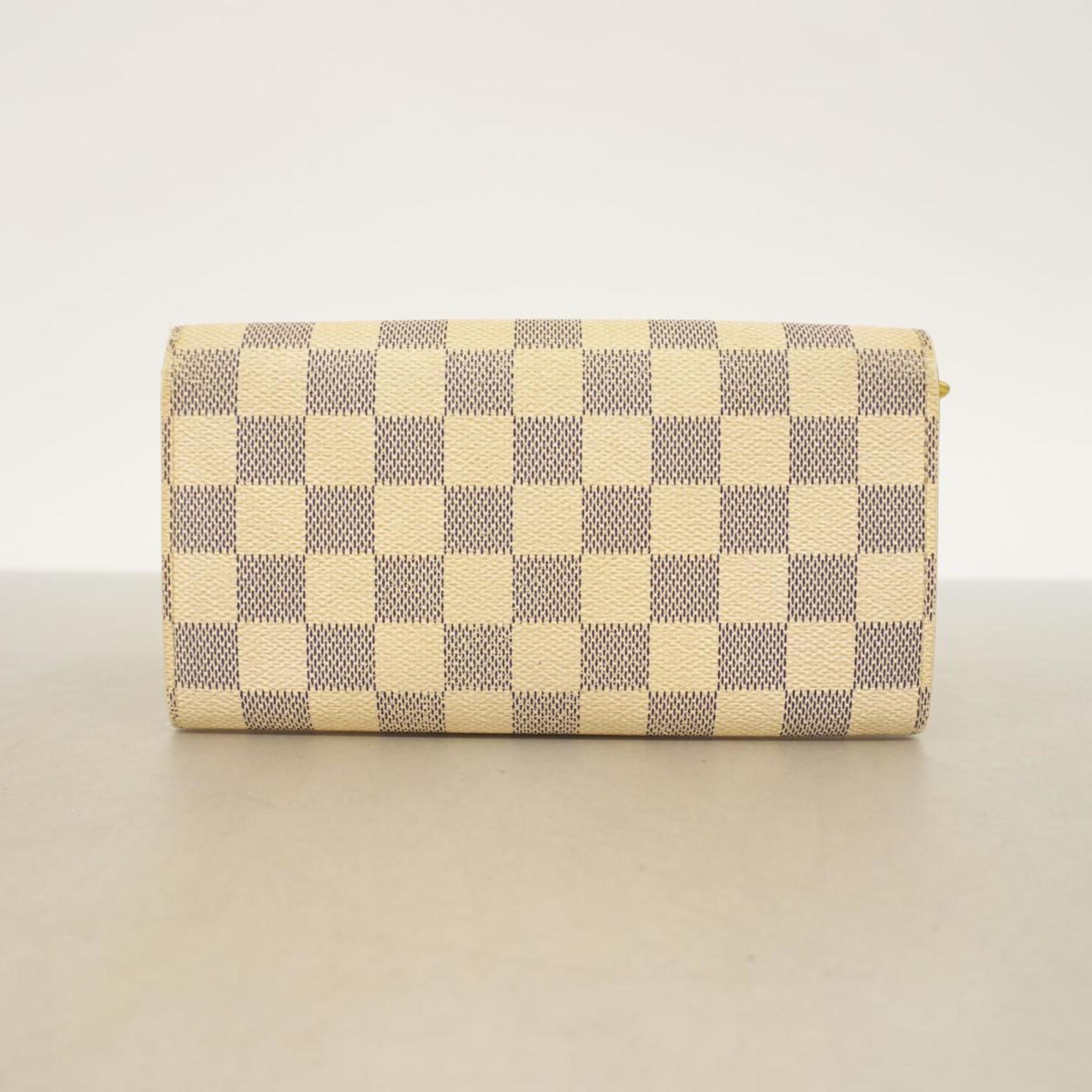 Louis Vuitton Long Wallet Damier Azur Portefeuille Sarah N61735 White Ladies