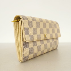 Louis Vuitton Long Wallet Damier Azur Portefeuille Sarah N61735 White Ladies