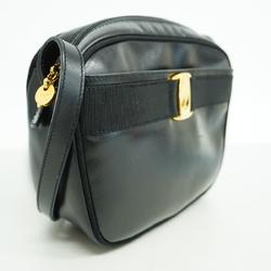 Salvatore Ferragamo Shoulder Bag Vara Leather Black Women's