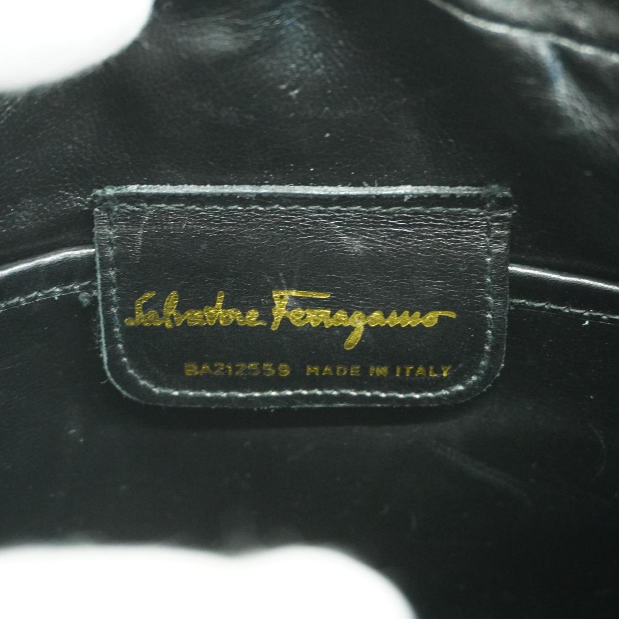 Salvatore Ferragamo Shoulder Bag Vara Leather Black Women's