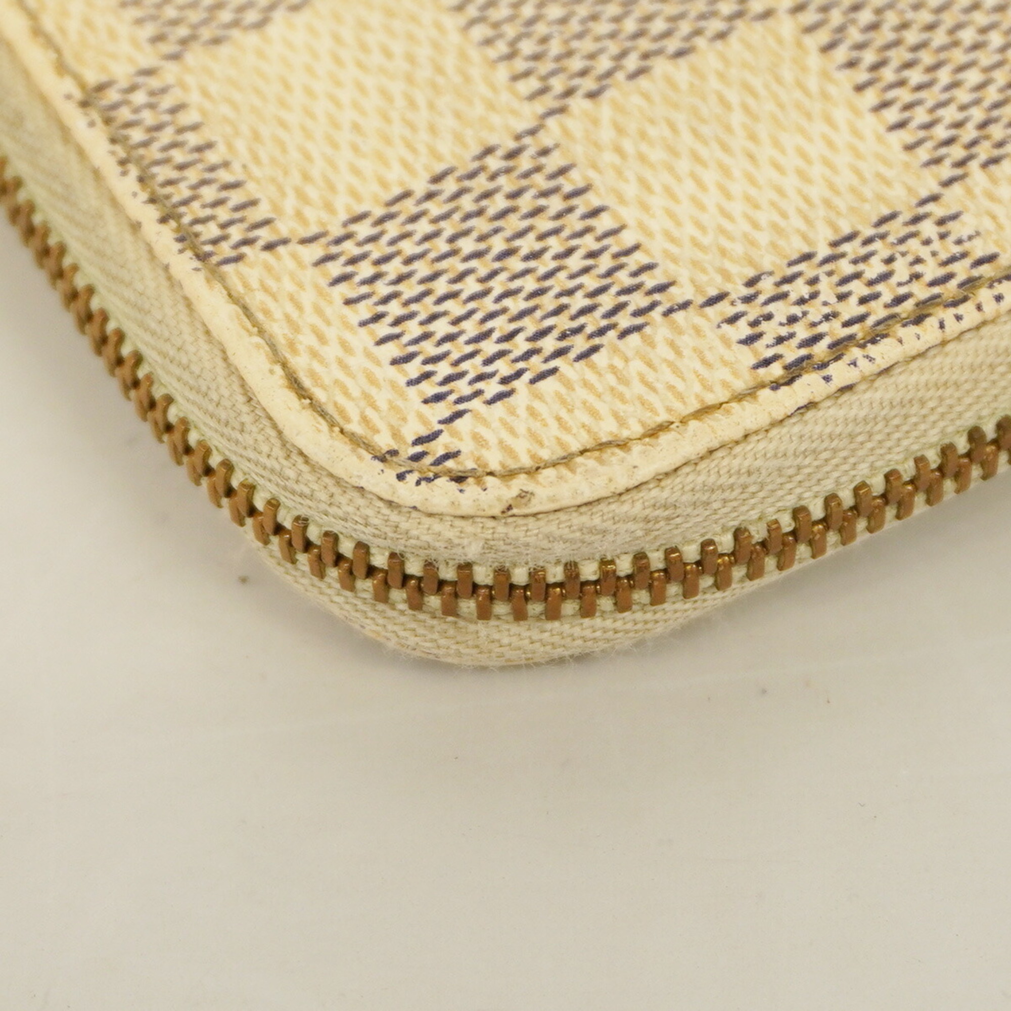 Louis Vuitton Wallet/Coin Case Damier Azur Pochette Cle Complisse N63085 White Women's