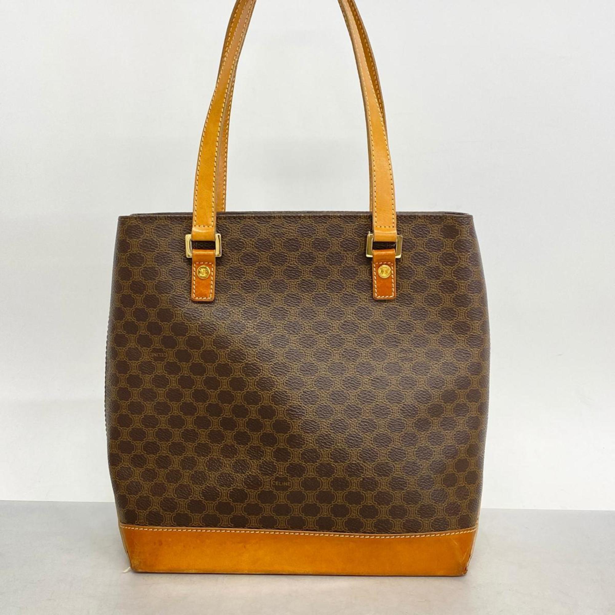 Celine tote bag macadam leather brown women's