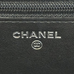 Chanel Shoulder Wallet Chain Caviar Skin Black Women's