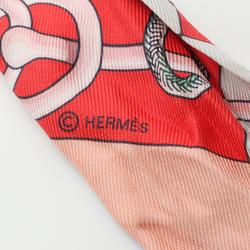 Hermes Cliquetis Twilly Scarf Silk Women's White Multicolor