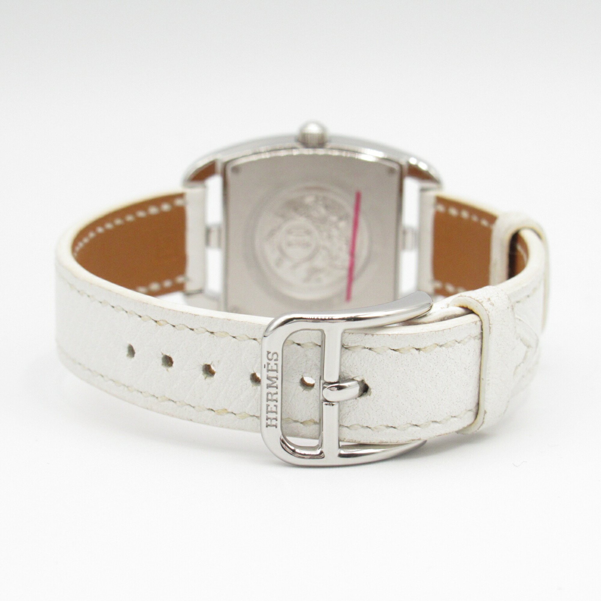 Hermes Cape Cod Diamond Bezel Watch Stainless Steel Leather Strap Women's White CT1.230