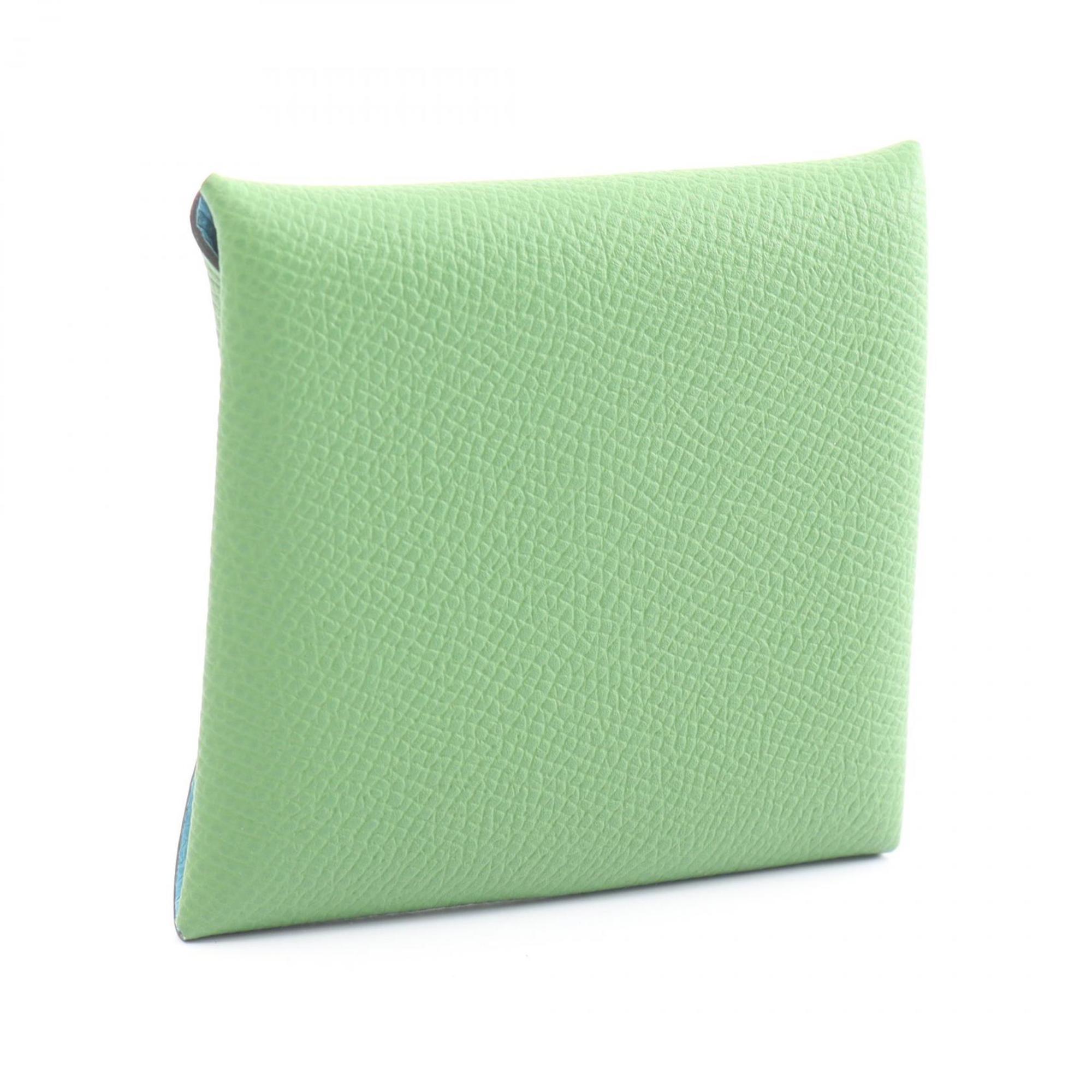 Hermes HERMES Bastia Verso Vert Yucca Wallet/Coin Case Wallet Epsom Leather Women's Green