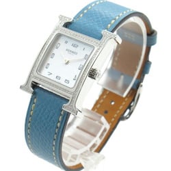 Hermes HERMES H Watch Diamond Bezel Wristwatch Stainless Steel Ladies White Shell HH1.235