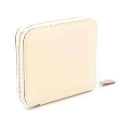 Hermes HERMES Azap Compact Silk In Nata Round Wallet Epsom Leather Women's White