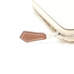 Hermes HERMES Azap Compact Silk In Nata Round Wallet Epsom Leather Women's White