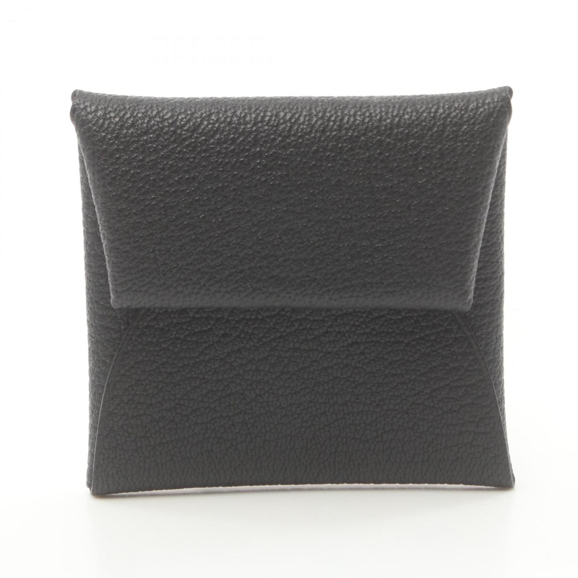 Hermes HERMES Bastia Wallet/Coin Case Wallet Chevre Women's Black