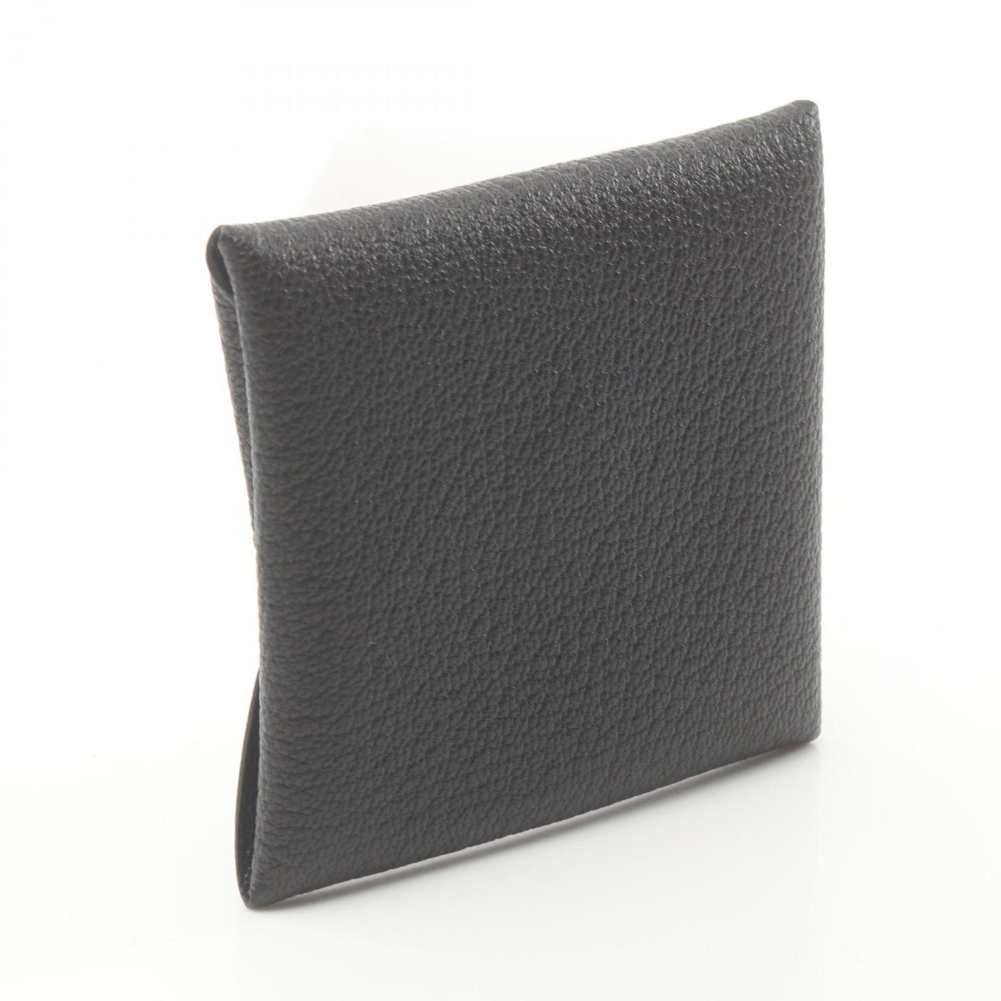 Hermes HERMES Bastia Wallet/Coin Case Wallet Chevre Women's Black