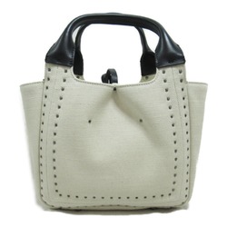 Valentino Tote Bag Shoulder Canvas Leather Women's White Natural Nero XW2B0J97NIZEX9