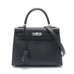 Hermes Kelly 25 Handbag Bag Epsom Leather Women's Black