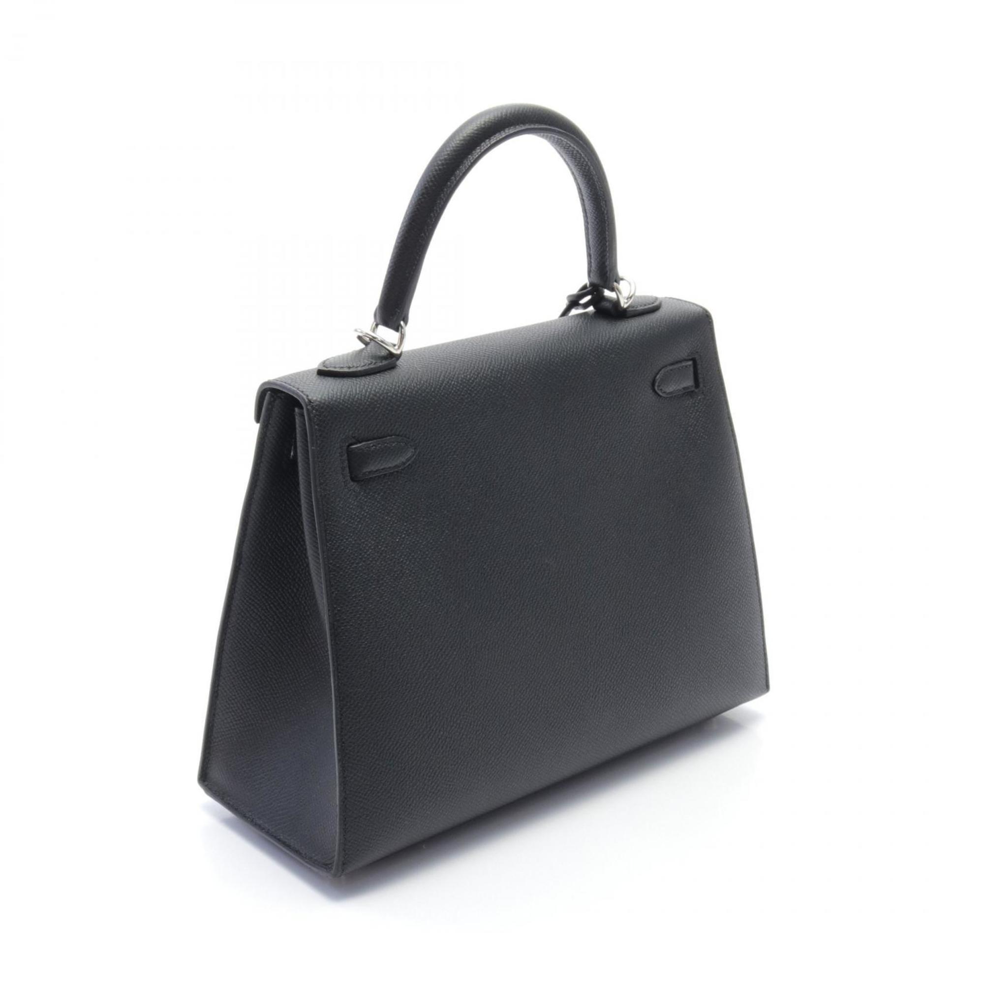 Hermes Kelly 25 Handbag Bag Epsom Leather Women's Black