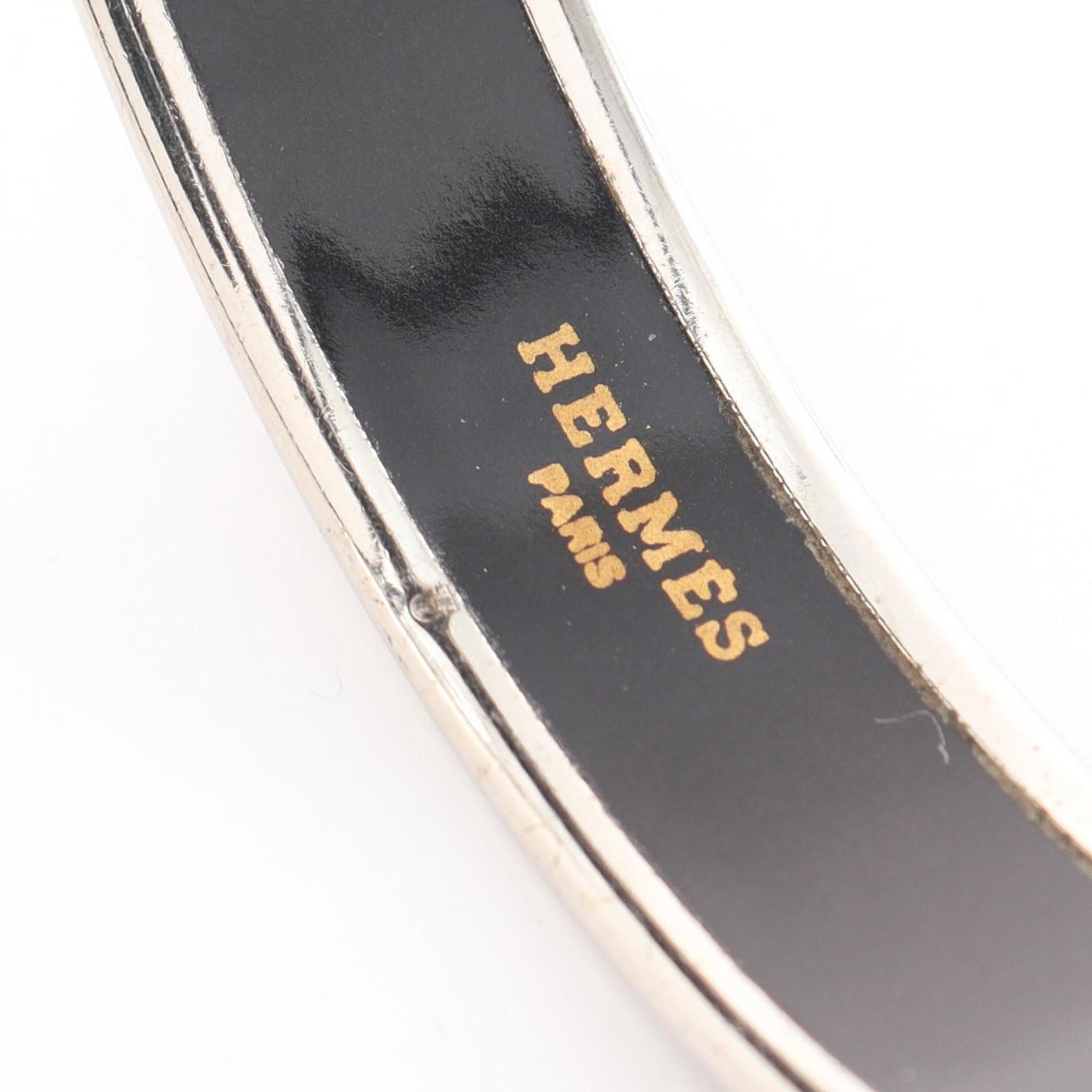 Hermes HERMES Emaille PM Bangle Stainless Steel Cloisonne Women's Black Silver