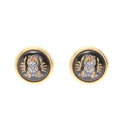 Hermes HERMES enamel earrings GP (gold plated) cloisonne ladies gold black