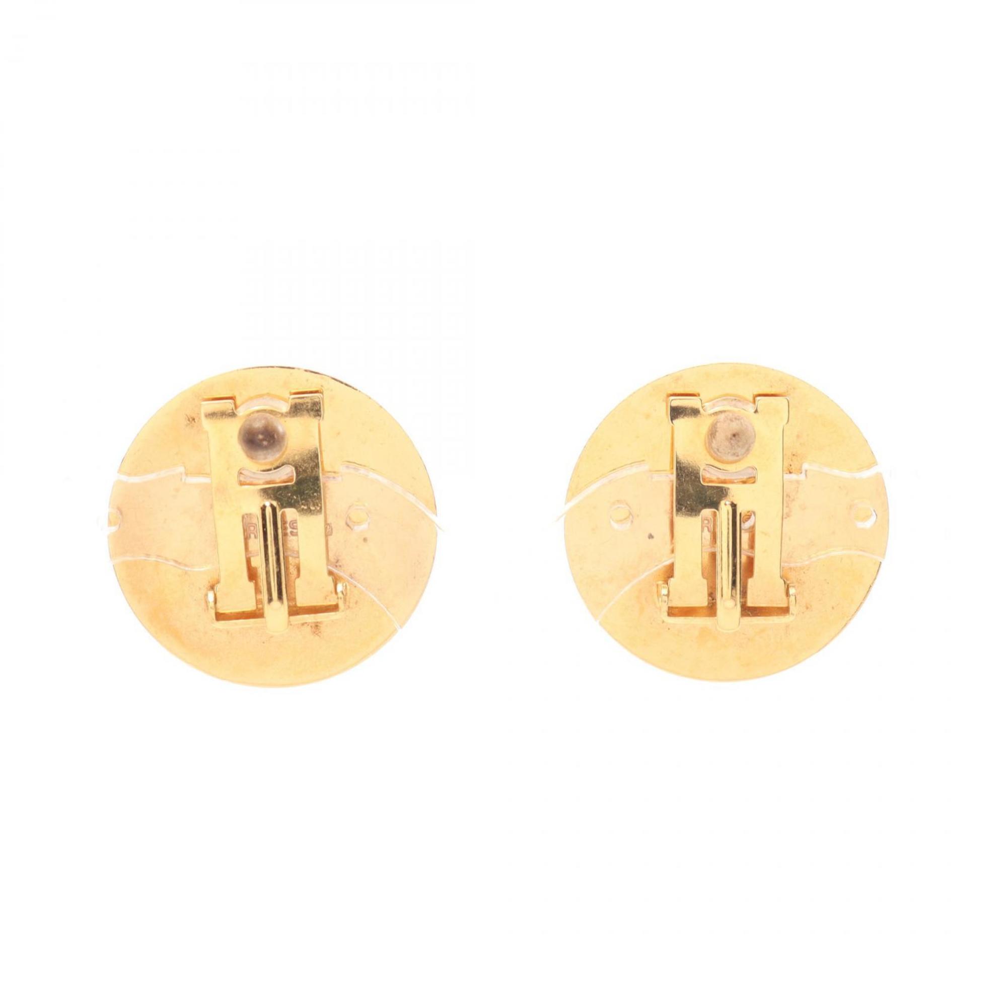 Hermes HERMES enamel earrings GP (gold plated) cloisonne ladies gold black