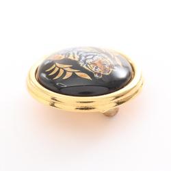 Hermes HERMES enamel earrings GP (gold plated) cloisonne ladies gold black