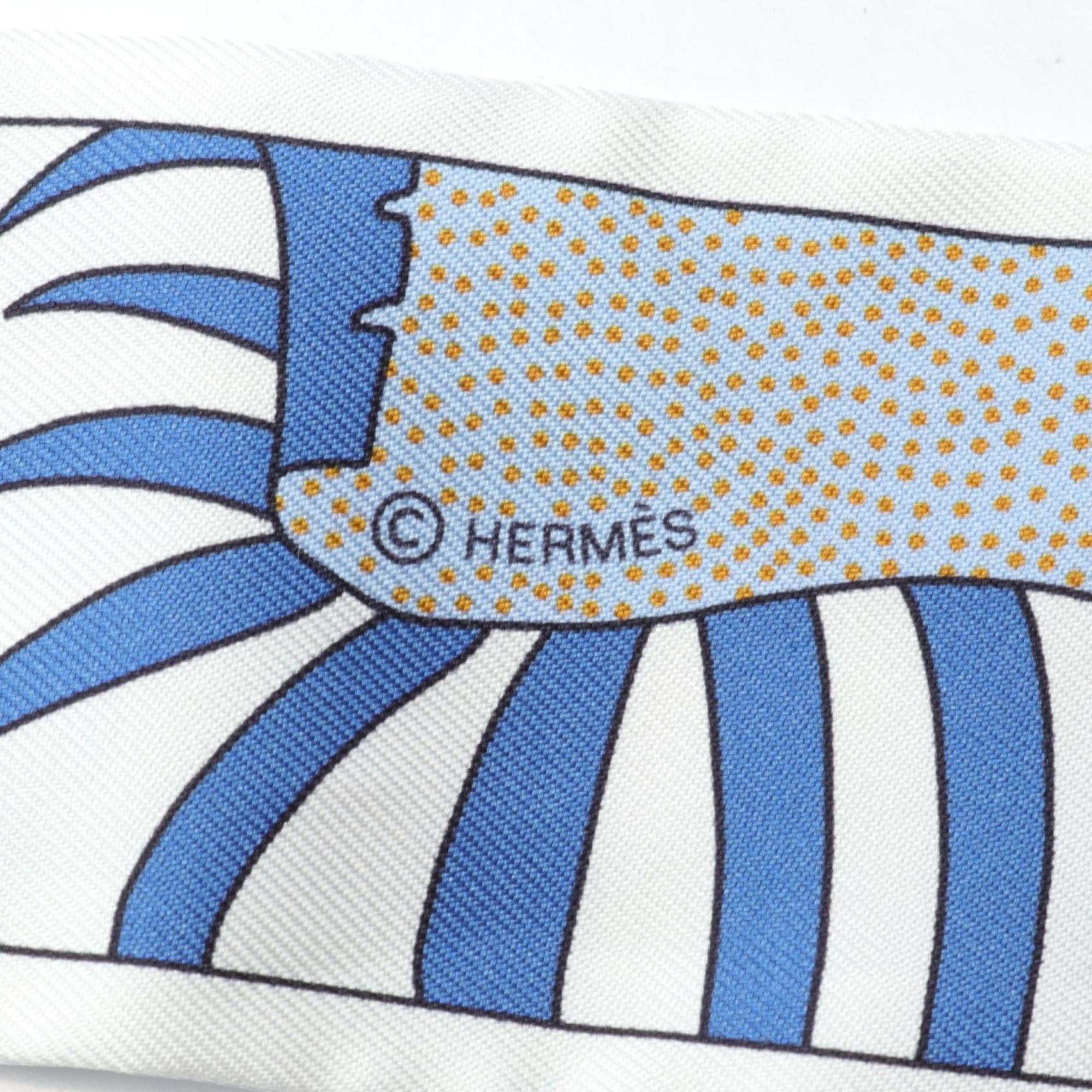 Hermes HERMES Twilly Factory Suite Scarf Silk Women's White Blue Multicolor