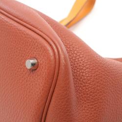 Hermes HERMES Picotin Lock MM Touch Handbag Bag Taurillon Clemence Women's Brown Orange