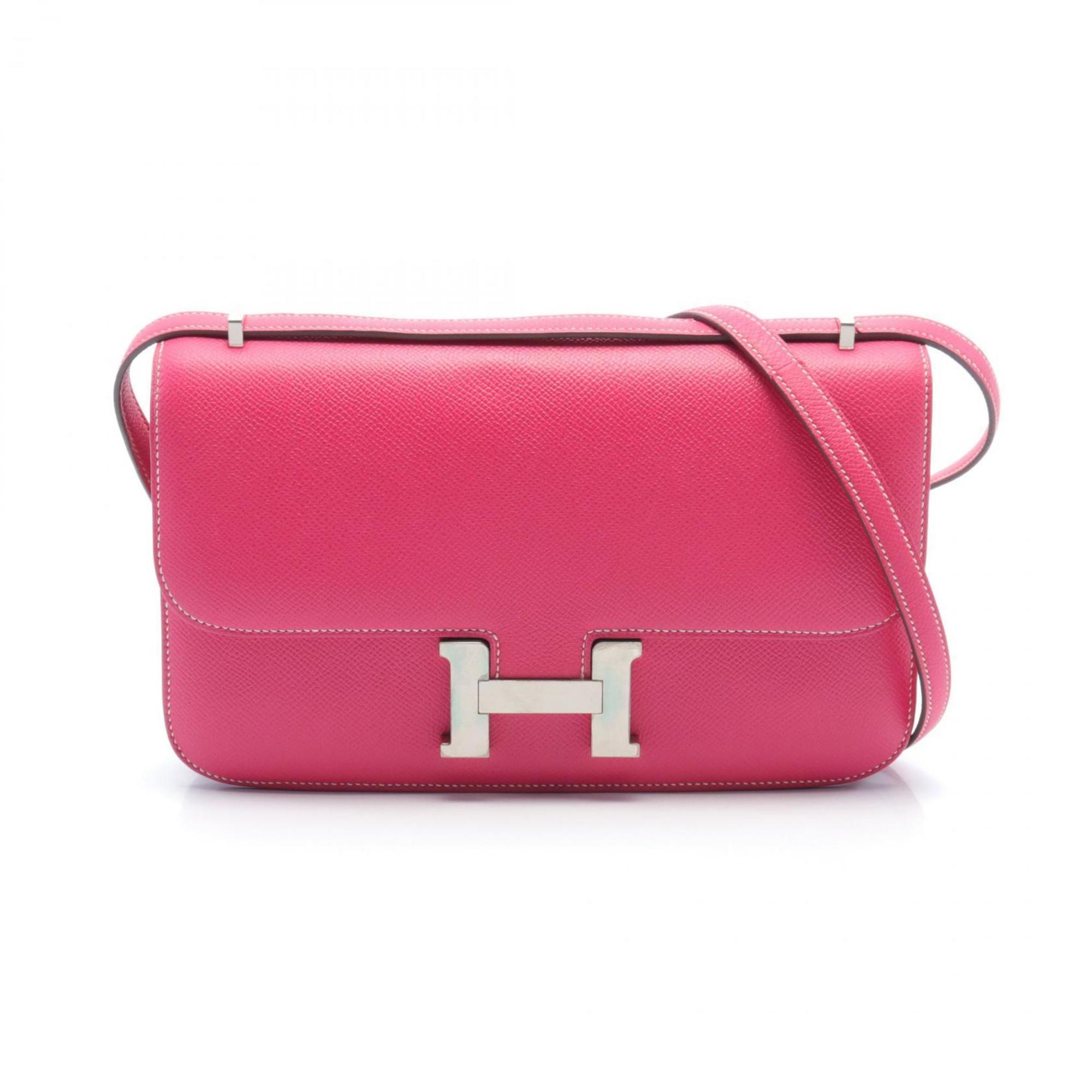 Hermes HERMES Constance Elan Rose Tyrien Shoulder Bag Epsom Leather Women's Pink