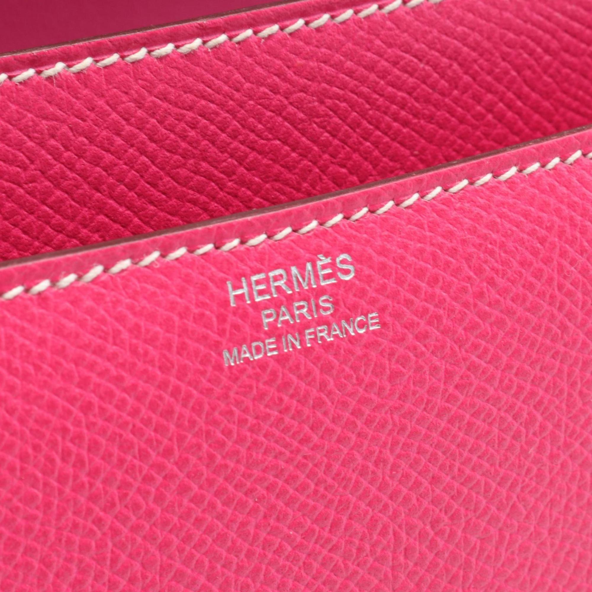 Hermes HERMES Constance Elan Rose Tyrien Shoulder Bag Epsom Leather Women's Pink