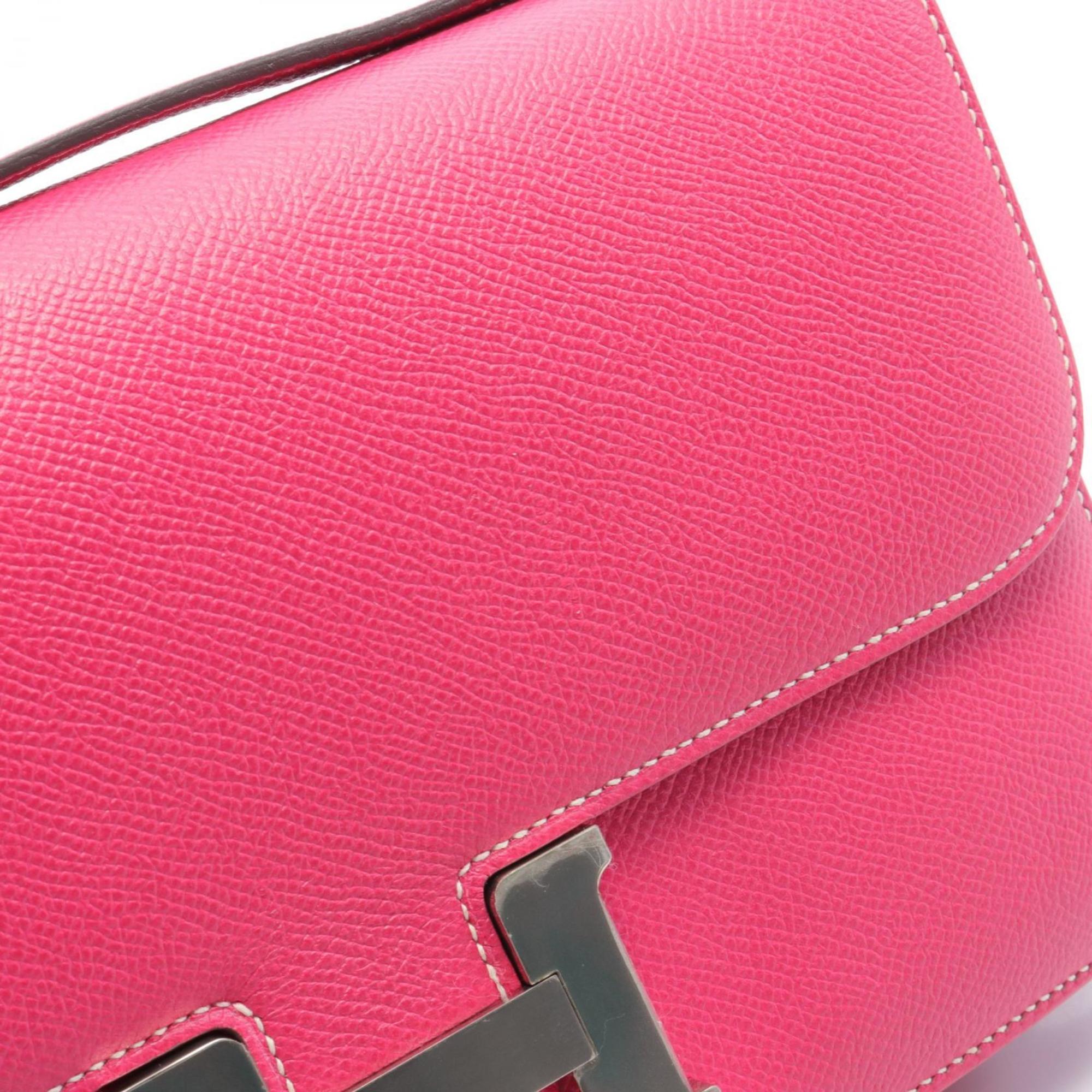 Hermes HERMES Constance Elan Rose Tyrien Shoulder Bag Epsom Leather Women's Pink