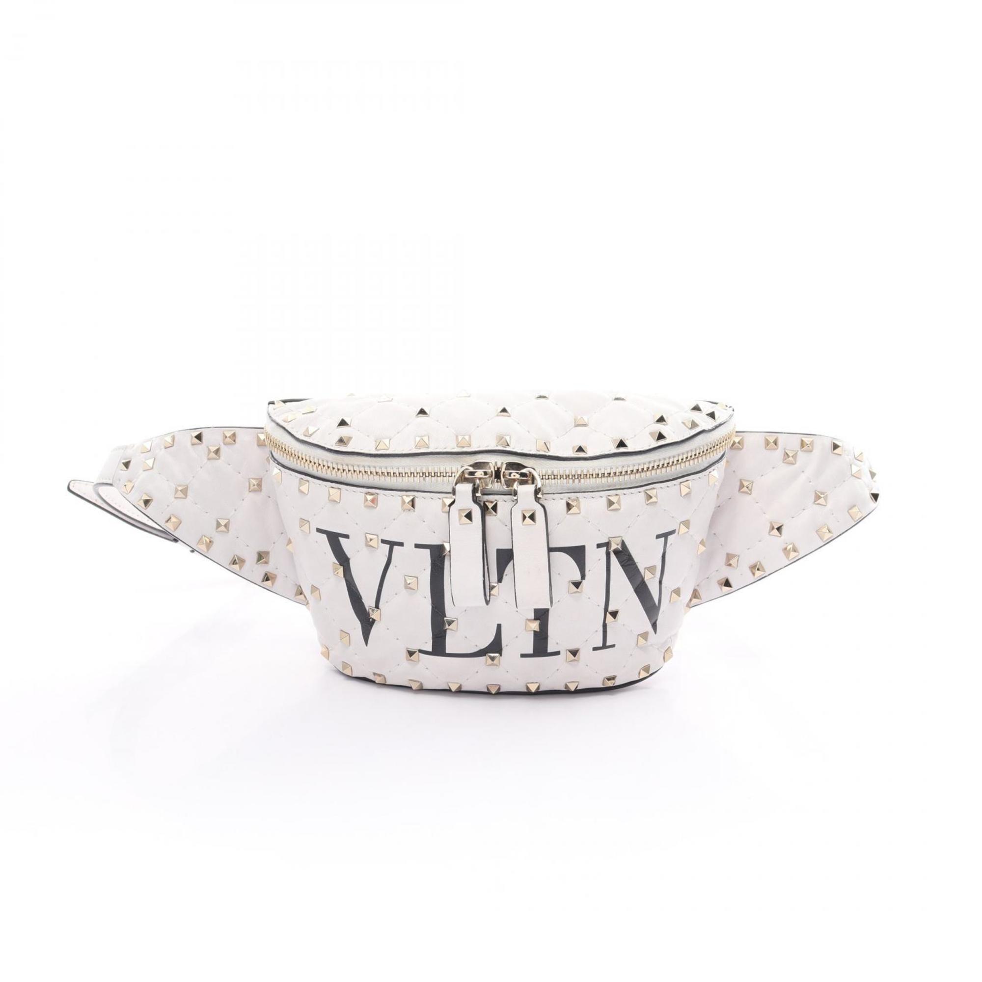 Valentino Rockstud Belt Bag, Waist Body Leather, Women's, White