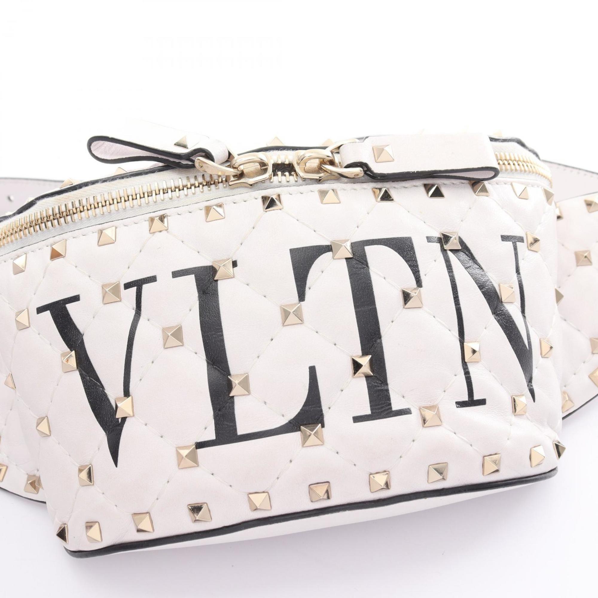 Valentino Rockstud Belt Bag, Waist Body Leather, Women's, White