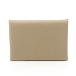 Hermes HERMES Calvi Duo Beige Marfa Wallet/Coin Case Wallet Evercolor Women's