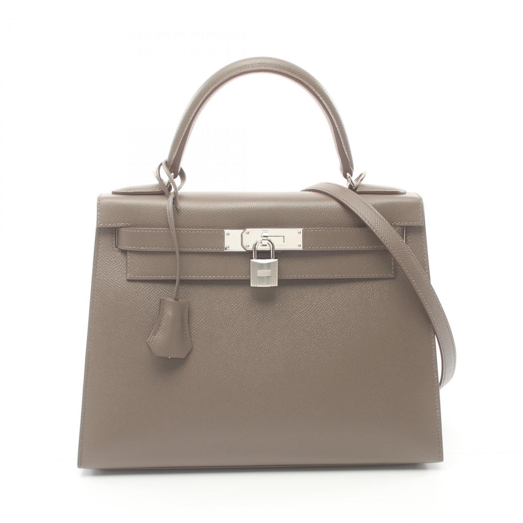 Hermes HERMES Kelly 28 Etain Handbag Bag Epsom Leather Women's Brown