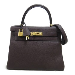 Hermes Kelly 28 Chocolate Stitching Handbag Bag Calfskin (Cowhide) Togo Women's Brown