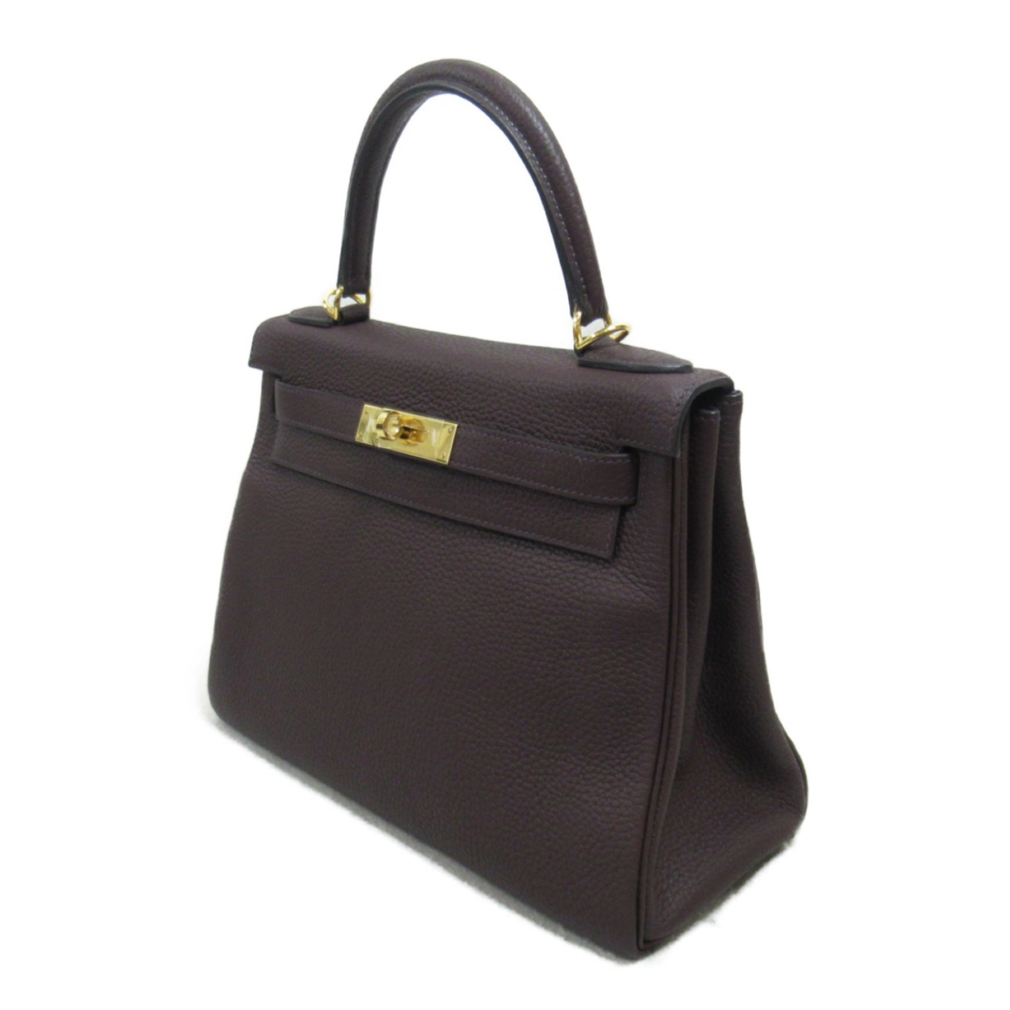 Hermes Kelly 28 Chocolate Stitching Handbag Bag Calfskin (Cowhide) Togo Women's Brown