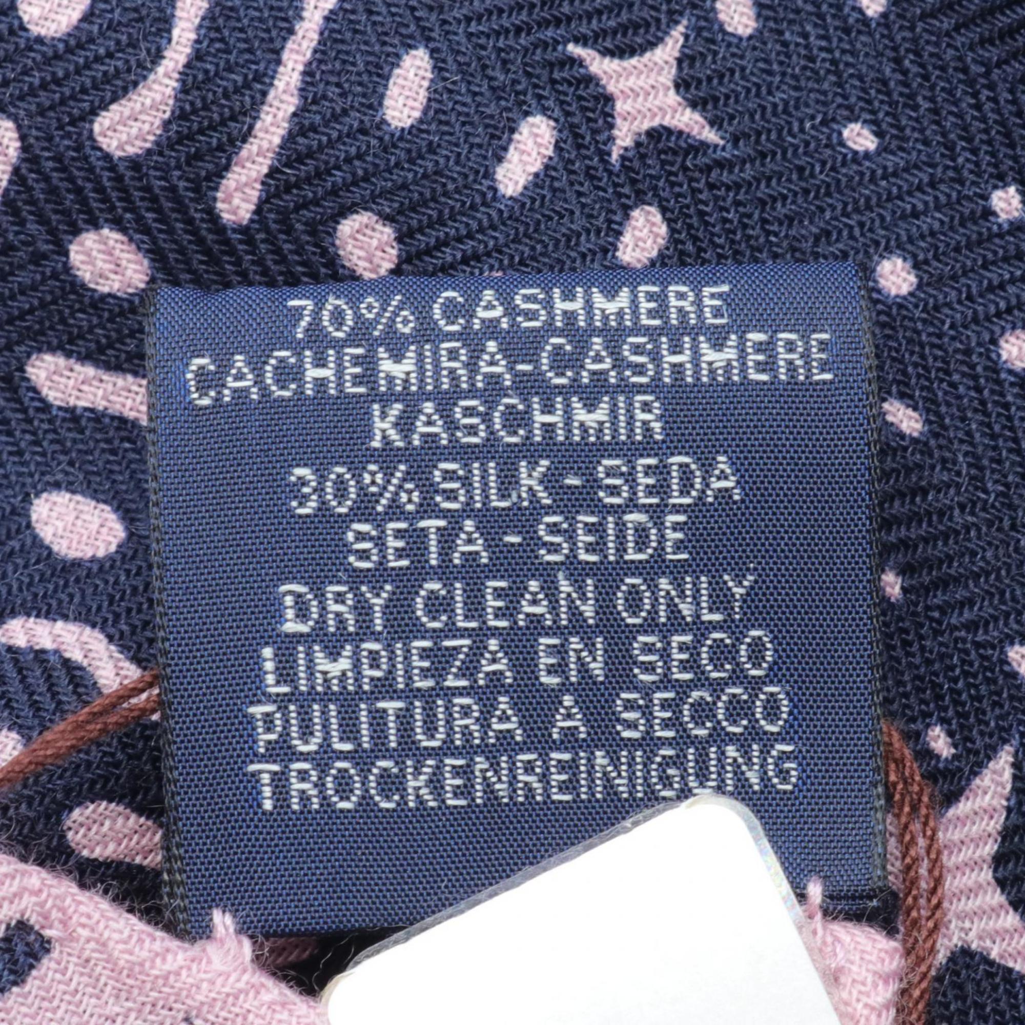 Hermes HERMES Carre Gean 140 CLAIR DE LUNE Scarf Silk Cashmere Women's Navy Pink