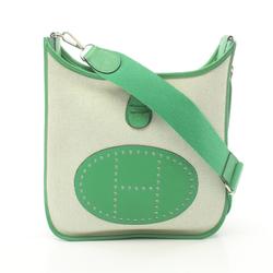 Hermes HERMES Evelyn 3 Trois PM Bamboo Shoulder Bag Leather Toile H Women's Gray Green R engraved S hardware