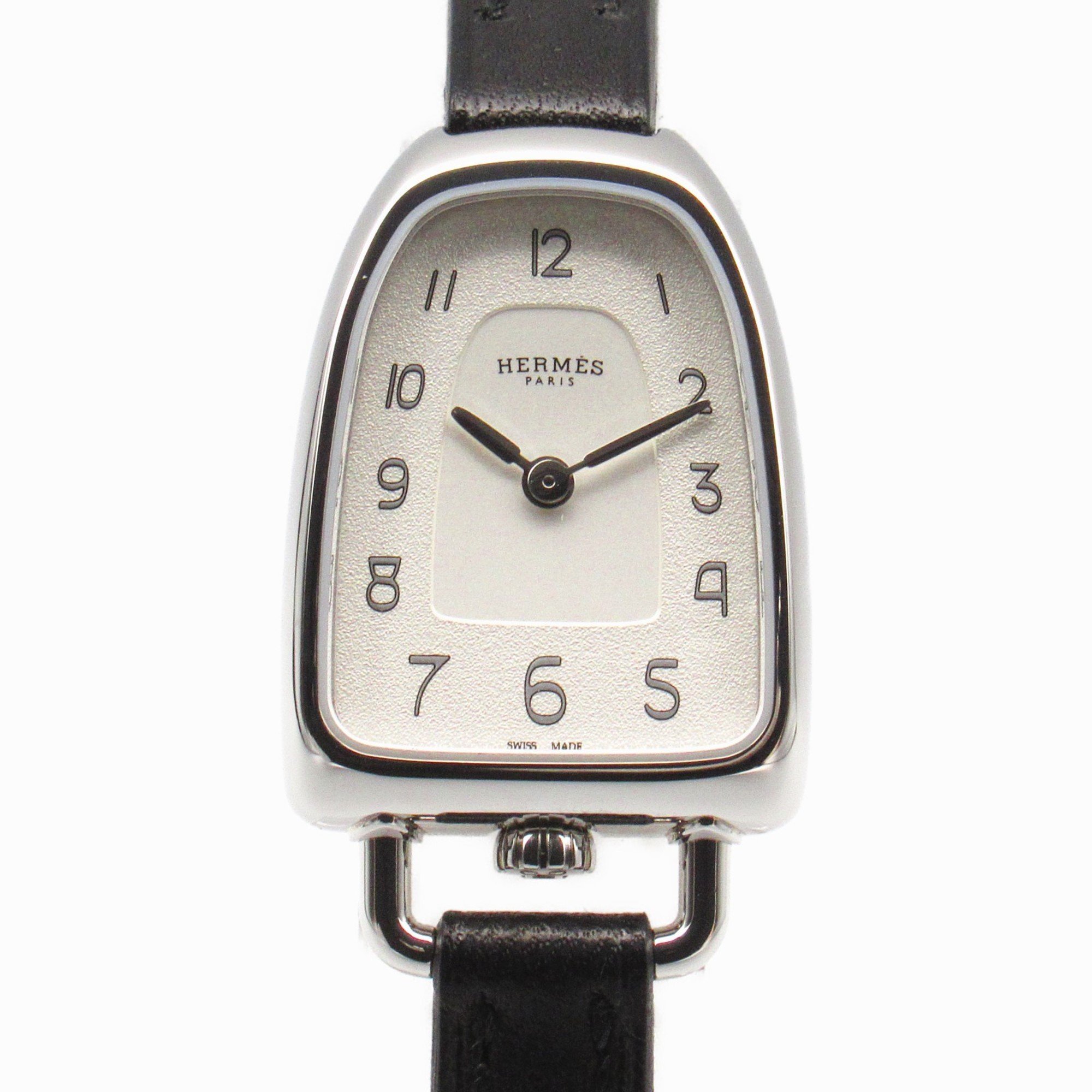 Hermes HERMES Gallop watch, stainless steel, leather strap, women's, silver, GA1.110