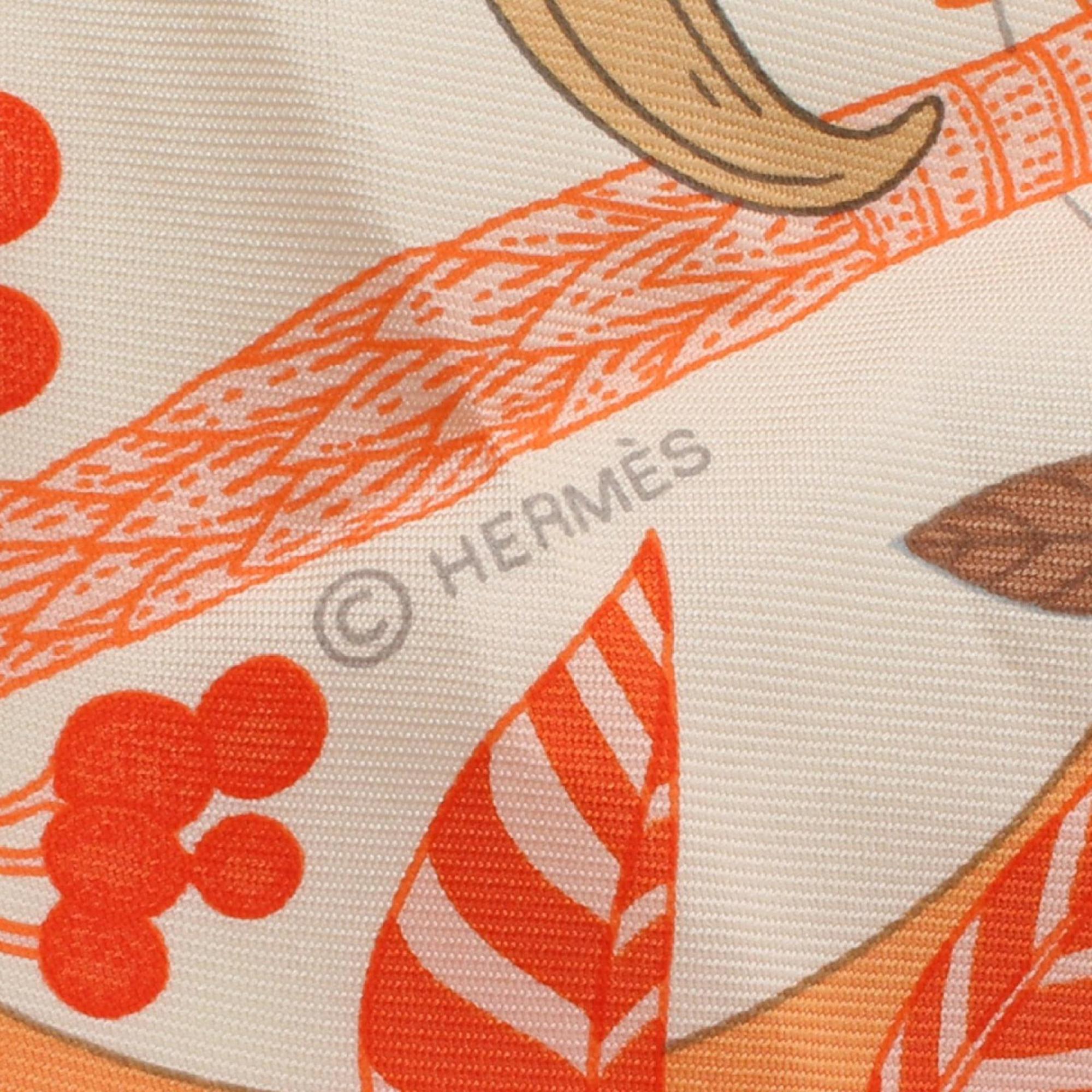 Hermes HERMES Carre 90 PRECIOUS PARADISE Apricot Scarf Silk Women's Orange Multicolor H004094S 10