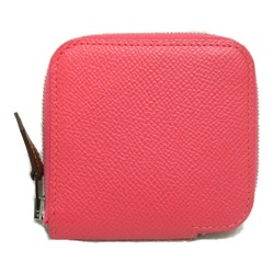 Hermes HERMES Silkin Wallet/Coin Case Rose Jaipur Wallet Leather Epsom Women's Pink