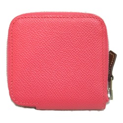 Hermes HERMES Silkin Wallet/Coin Case Rose Jaipur Wallet Leather Epsom Women's Pink