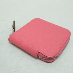 Hermes HERMES Silkin Wallet/Coin Case Rose Jaipur Wallet Leather Epsom Women's Pink