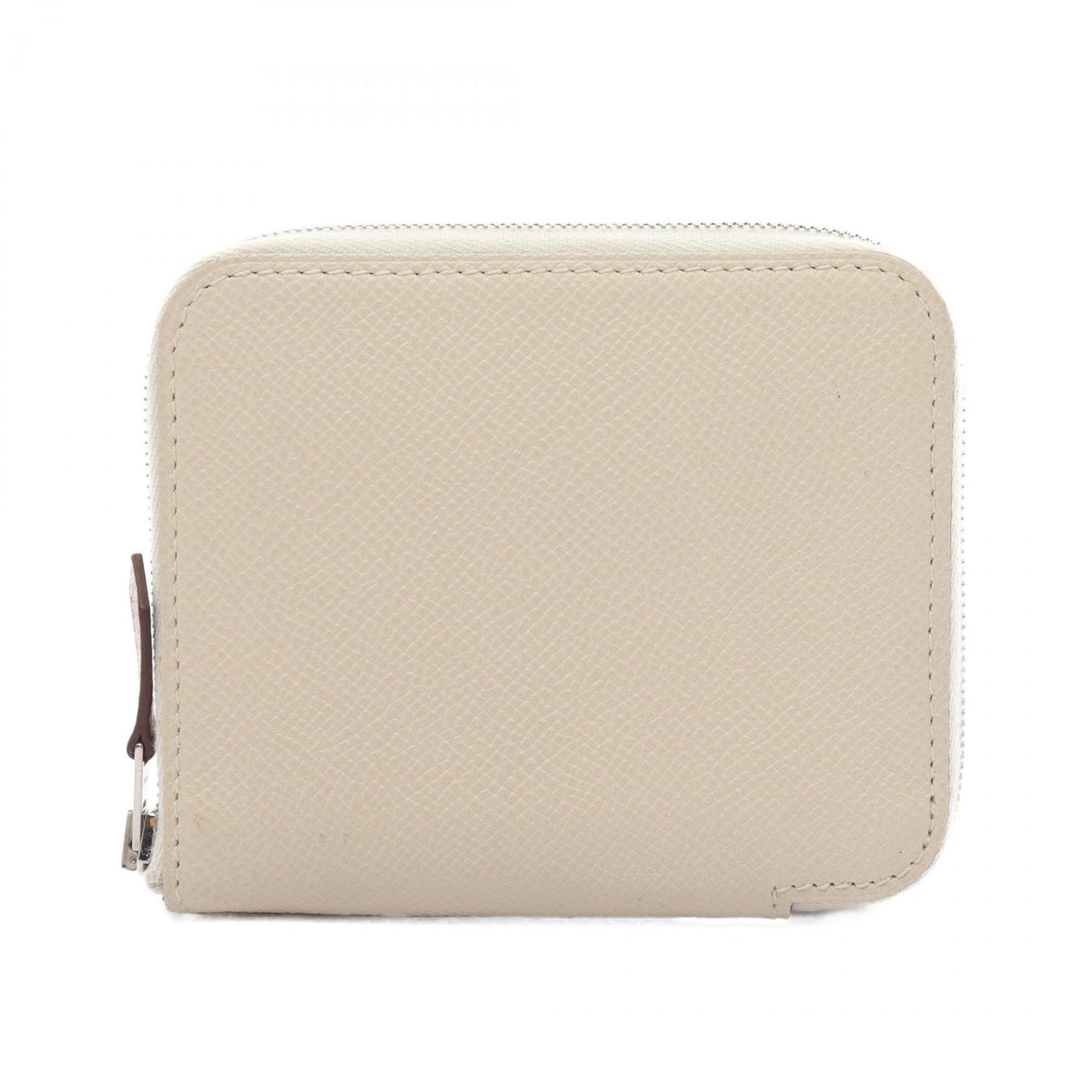 Hermes HERMES Azap Compact Silk In Round Wallet Epsom Leather Women's White