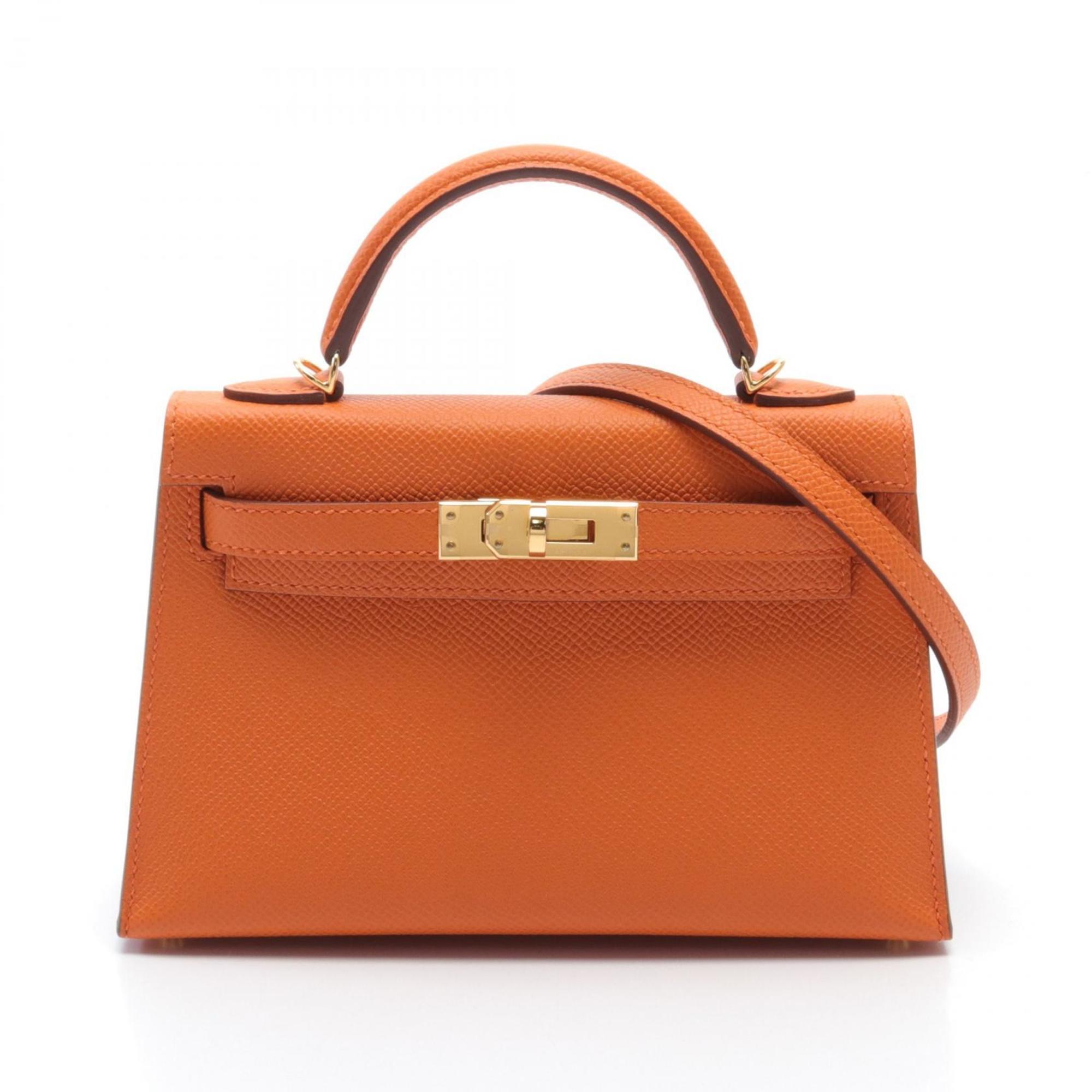 Hermes HERMES Kelly 2 De Handbag Bag Epsom Leather Women's Orange 071302CC